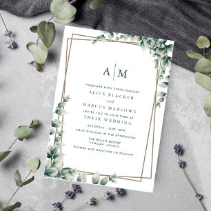 Elegant Eucalyptus Leaves Botanical Wedding  Invitation