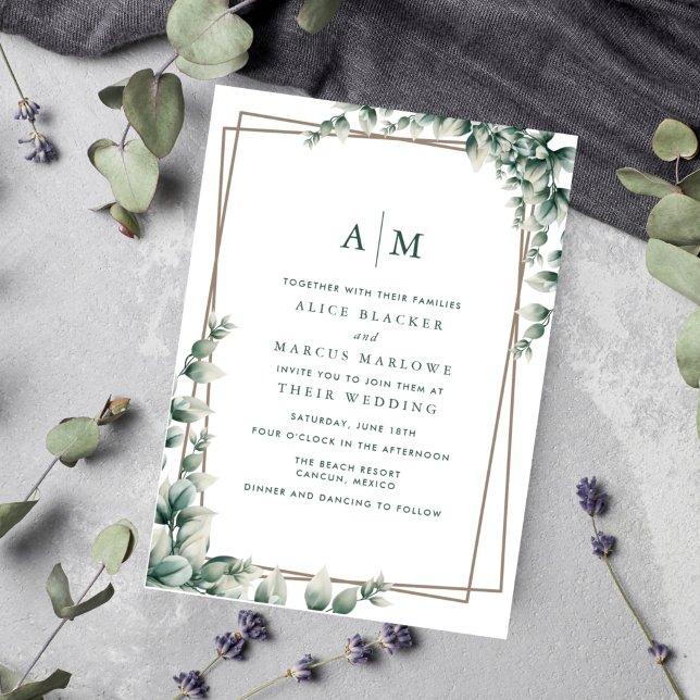 Elegant Eucalyptus Leaves Botanical Wedding  Invitation (Creator Uploaded)