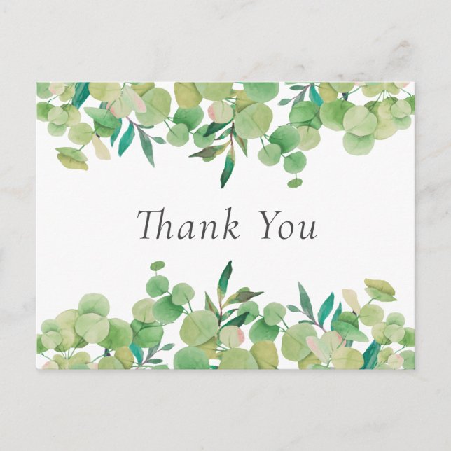 Elegant Eucalyptus Leaves Business Thank You Postcard (Front)