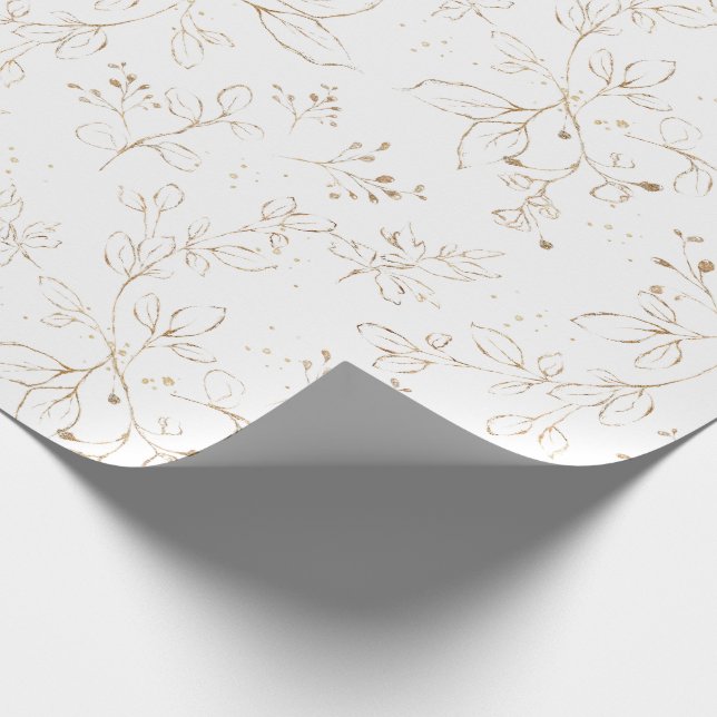 Elegant Eucalyptus Leaves Faux Gold Pretty Wrapping Paper (Corner)