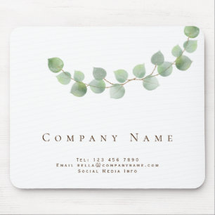 Elegant Eucalyptus Leaves Feminine Business Name Mouse Mat