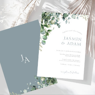 Elegant Eucalyptus Leaves Greenery Foliage Wedding Invitation