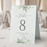 Elegant Eucalyptus Leaves Greenery Gold Wedding<br><div class="desc">Beautiful wedding table numbers featuring watercolor eucalyptus and gold leaves.</div>
