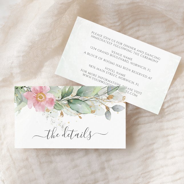 Elegant Eucalyptus Leaves Greenery Gold Wedding Enclosure Card (Creator Uploaded)