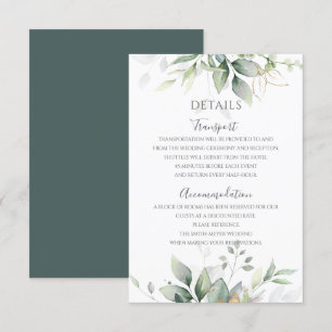 Elegant Eucalyptus Leaves Greenery Gold Wedding Enclosure Card