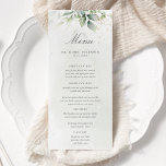 Elegant Eucalyptus Leaves Greenery Gold Wedding Menu<br><div class="desc">Beautiful wedding menu cards featuring watercolor eucalyptus and gold leaves. Perfect choice for spring and summer weddings.</div>