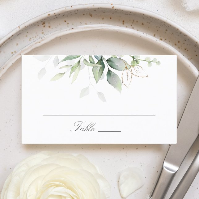 Elegant Eucalyptus Leaves Greenery Gold Wedding  Place Card (Creator Uploaded)