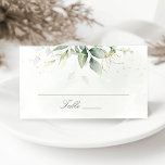 Elegant Eucalyptus Leaves Greenery Gold Wedding Place Card<br><div class="desc">Beautiful wedding place cards featuring watercolor eucalyptus and gold leaves. Perfect choice for spring and summer weddings.</div>