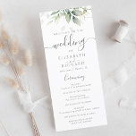 Elegant Eucalyptus Leaves Greenery Gold Wedding Programme<br><div class="desc">Beautiful wedding program cards featuring watercolor eucalyptus and gold leaves.</div>