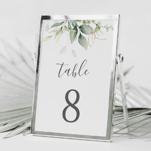 Elegant Eucalyptus Leaves Greenery Gold Wedding Ta Table Number