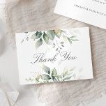 Elegant Eucalyptus Leaves Greenery Gold Wedding Thank You Card<br><div class="desc">Beautiful wedding Thank you cards featuring watercolor eucalyptus and gold leaves. Perfect choice for spring and summer weddings.</div>
