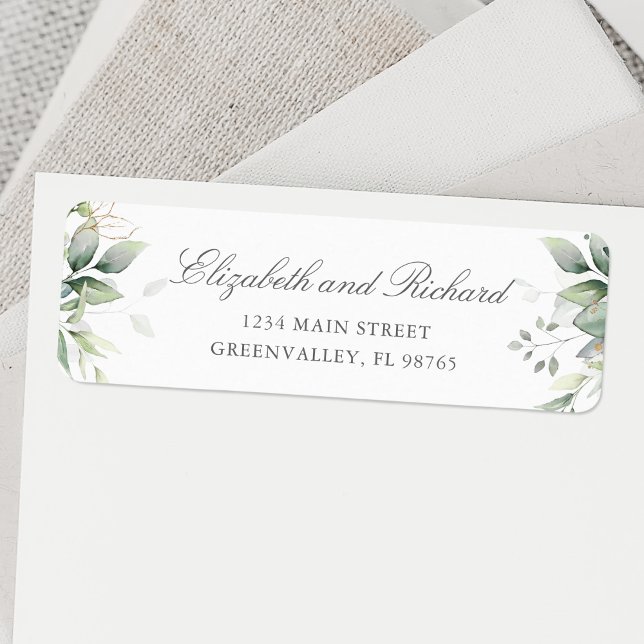 Elegant Eucalyptus Leaves Greenery Return (Let your return address be a work of art with this personalized eucalyptus leaves greenery label.)
