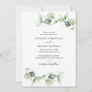 Elegant Eucalyptus Leaves Greenery Rustic Wedding Invitation