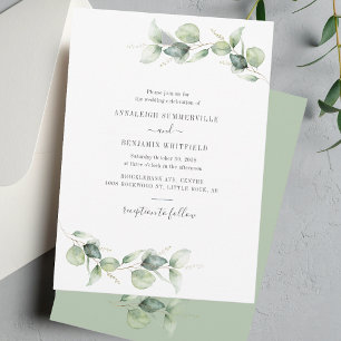 Elegant Eucalyptus Leaves Greenery Rustic Wedding Invitation
