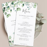 Elegant eucalyptus leaves greenery simple wedding  menu<br><div class="desc">Created to coordinate with our "Airy Eucalyptus and Gold Elegant Wedding" collection, this customisable wedding menu is perfect for any stylish, and elegant marriage dinner. Featuring a contemporary and airy bouquet of eucalyptus leaves complemented with delicate and soft greenery and golden specks (printed), this menu is easily customisable to include...</div>