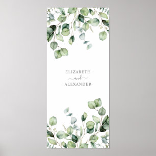 Elegant eucalyptus leaves greenery simple wedding  poster