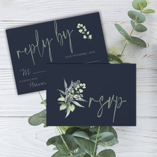 Elegant Eucalyptus Leaves Greenery Wedding  RSVP C Card (Creator Uploaded)