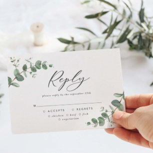 Elegant Eucalyptus Leaves Greenery Wedding RSVP Card