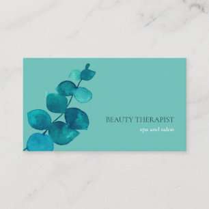 Elegant Eucalyptus Leaves Ocean Green Business Card