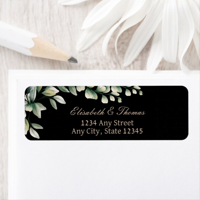 Elegant eucalyptus leaves return address label  (Insitu)