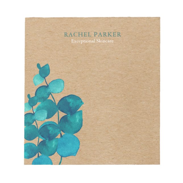 Elegant Eucalyptus Leaves Rustic Kraft Notepad (Front)