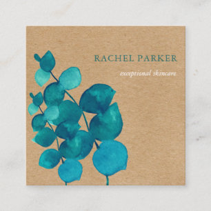 Elegant Eucalyptus Leaves Rustic Kraft Square Business Card