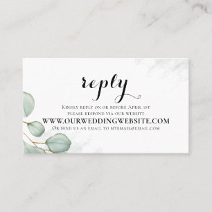 Elegant Eucalyptus Leaves Simple Via Website RSVP Business Card