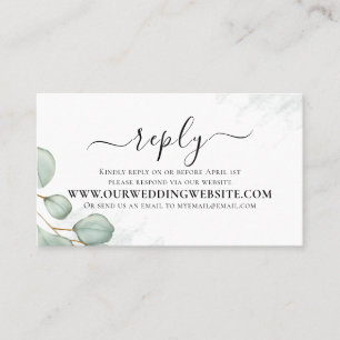 Elegant Eucalyptus Leaves Simple Via Website RSVP Business Card