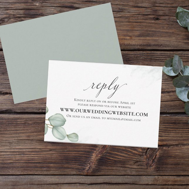 Elegant Eucalyptus Leaves Simple Via Website RSVP Card (Creator Uploaded)