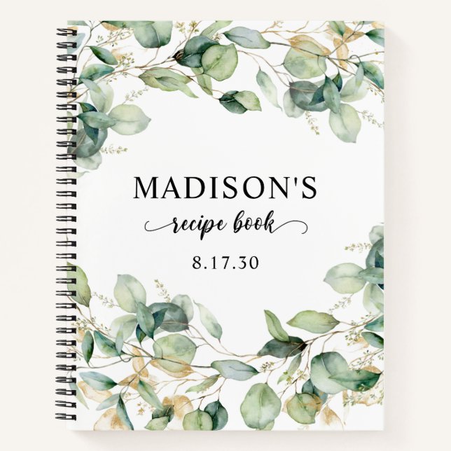 Elegant Eucalyptus Leaves Wedding Notebook (Front)
