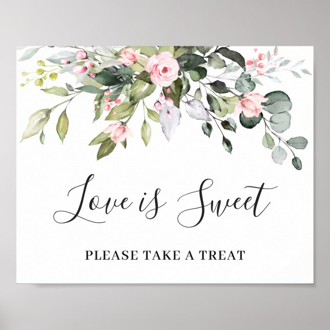 Elegant Eucalyptus Love is Sweet Wedding Sign (Front)