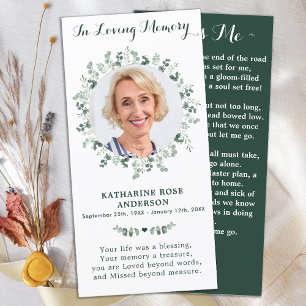 Elegant Eucalyptus Memorial Photo Funeral Prayer C