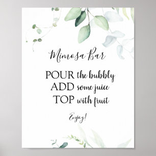 Elegant Eucalyptus Mimosa Bar Drink Sign