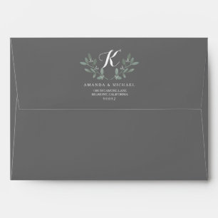 Elegant Eucalyptus Monogram Wedding Suite Envelopes