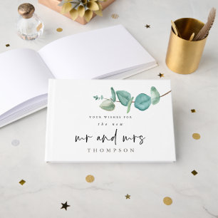 Elegant Eucalyptus New Mrs Mrs Name Wedding Guest Book