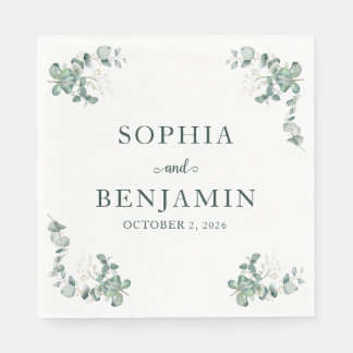 Elegant Eucalyptus Personalised Wedding Napkins