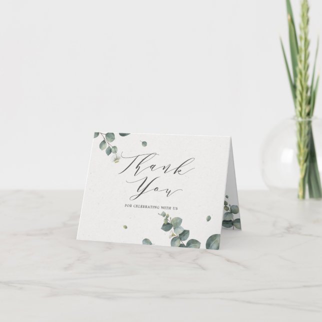 Elegant Eucalyptus Photo Folded Thank You Card (Front)