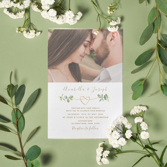 Elegant Eucalyptus Photo Wedding Invitation (Creator Uploaded)