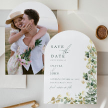Elegant Eucalyptus Photo Wedding Save the Date