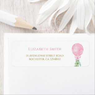Elegant Eucalyptus Pink Balloon Return Address