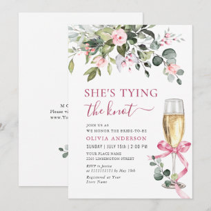 Elegant Eucalyptus Pink Blush Flower Bridal Shower Invitation