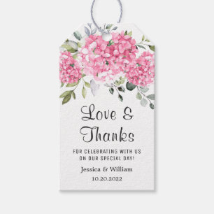 Elegant Eucalyptus Pink Hydrangea Favour Thank You Gift Tags