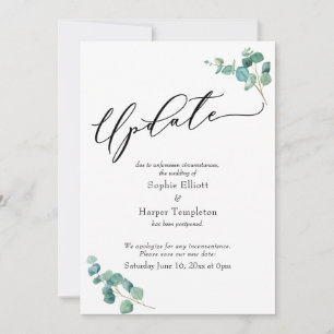 Elegant Eucalyptus Postponed Wedding Update Card
