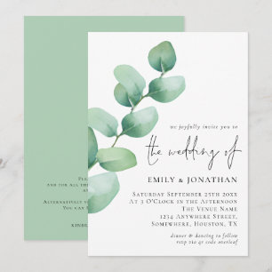 Elegant Eucalyptus QR Code Script Wedding Invitation