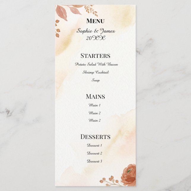 Elegant Eucalyptus Reception Menu (Front)