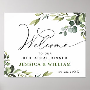 Elegant Eucalyptus REHEARSAL DINNER Welcome Sign