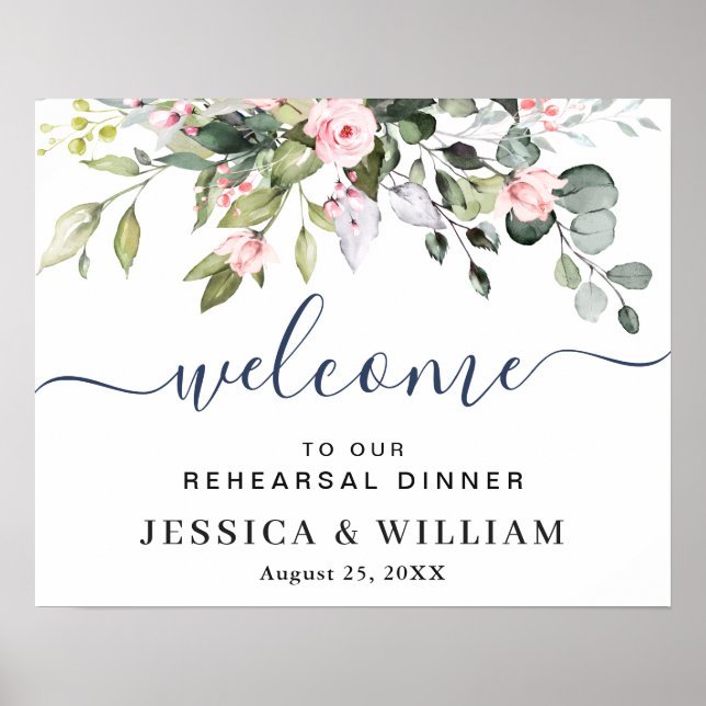Elegant Eucalyptus REHEARSAL DINNER Welcome Sign (Front)