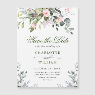 Elegant Eucalyptus Save the Date Magnetic Card