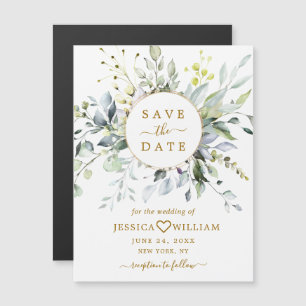 Elegant Eucalyptus Save the Date Magnetic Card
