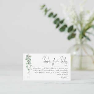 Elegant Eucalyptus Script Books For Baby Shower Enclosure Card